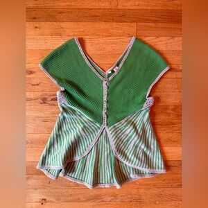 Vintage Y2K 00s Anthropologie Moth. Cap Sleeve Tank Knit Cardigan Button Top Gre